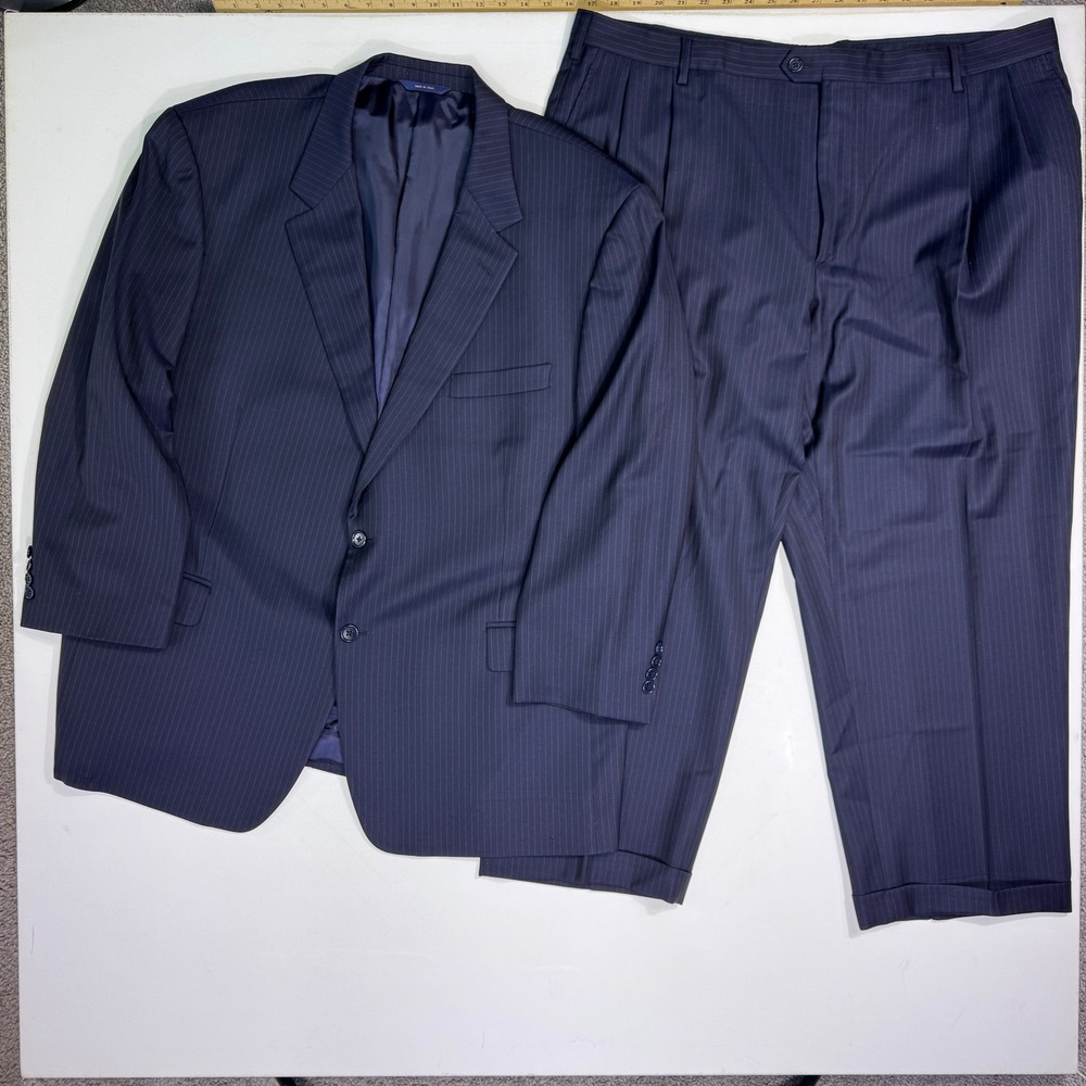 Brooks Brothers 1818 Madison Suit 50R 42x26 Blue Pink Pinstripe Wool Italy
